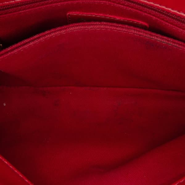 Pre-owned Chanel Small Lambskin Chevron Coco Top Handle Bag Red
