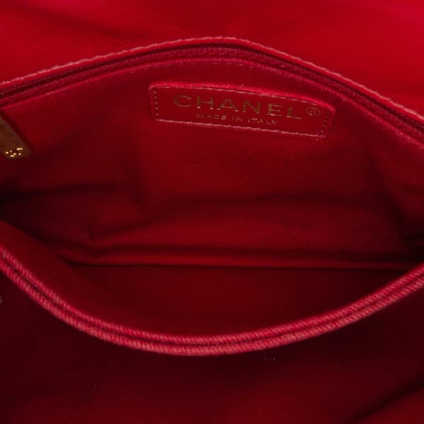 Pre-owned Chanel Small Lambskin Chevron Coco Top Handle Bag Red