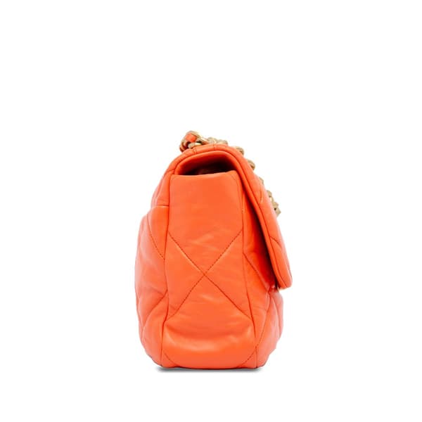 Pre-owned Chanel Large 19 Lambskin Flap Orange