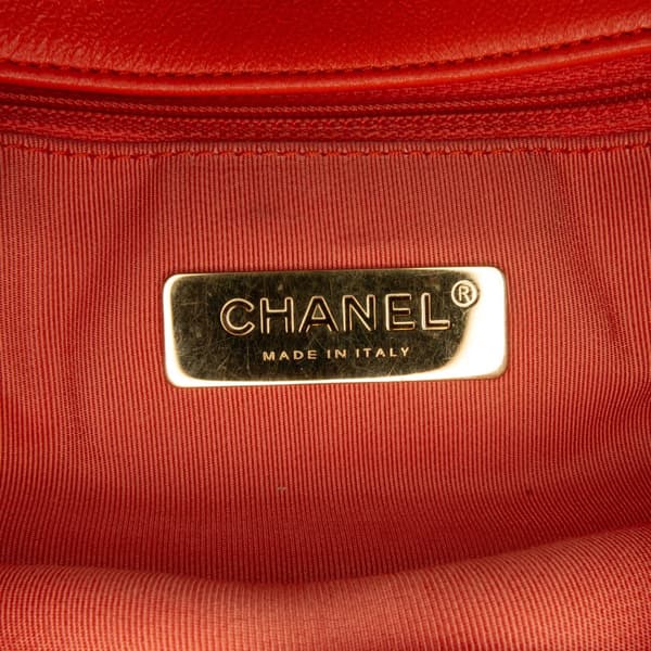 Pre-owned Chanel Large 19 Lambskin Flap Orange