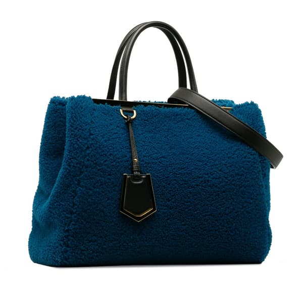 Pre-owned Fendi Medium Shearling 2Jours Blue