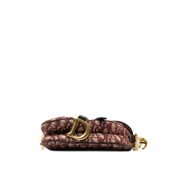 Pre-owned Dior Mini Oblique Canvas Saddle Bag Red