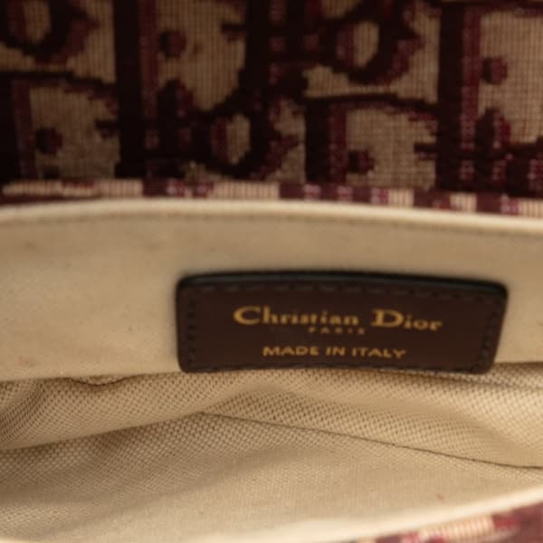 Pre-owned Dior Mini Oblique Canvas Saddle Bag Red
