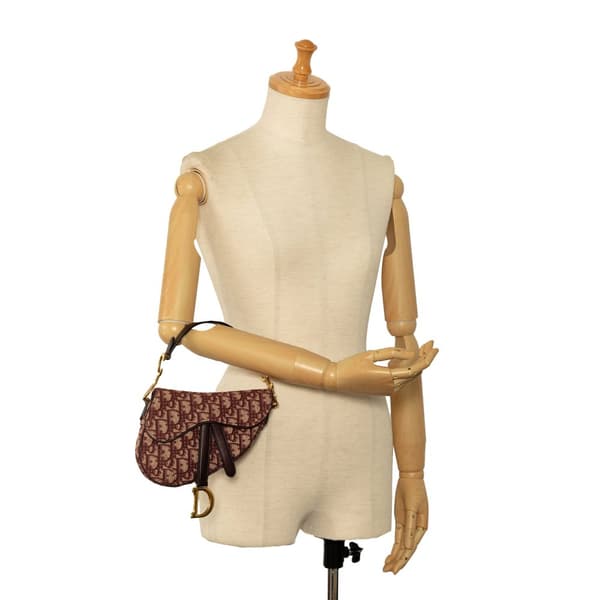 Pre-owned Dior Mini Oblique Canvas Saddle Bag Red