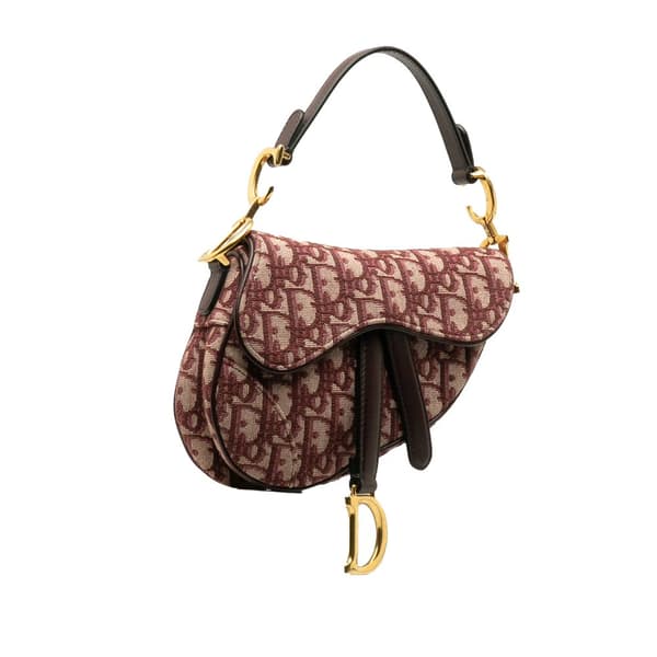 Pre-owned Dior Mini Oblique Canvas Saddle Bag Red
