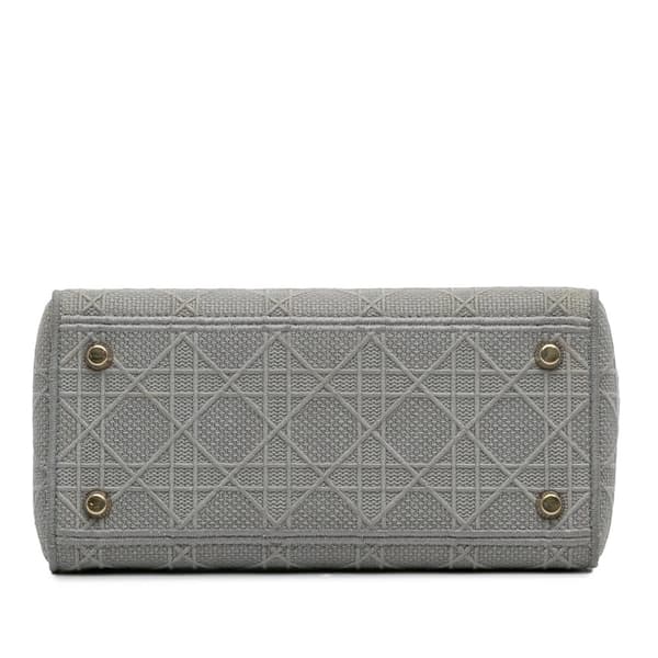 Pre-owned Dior Medium Canvas Cannage Lady D Lite Gray