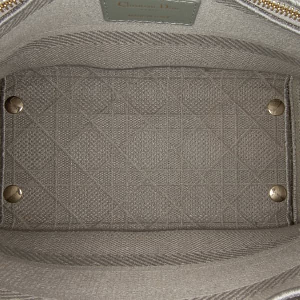 Pre-owned Dior Medium Canvas Cannage Lady D Lite Gray