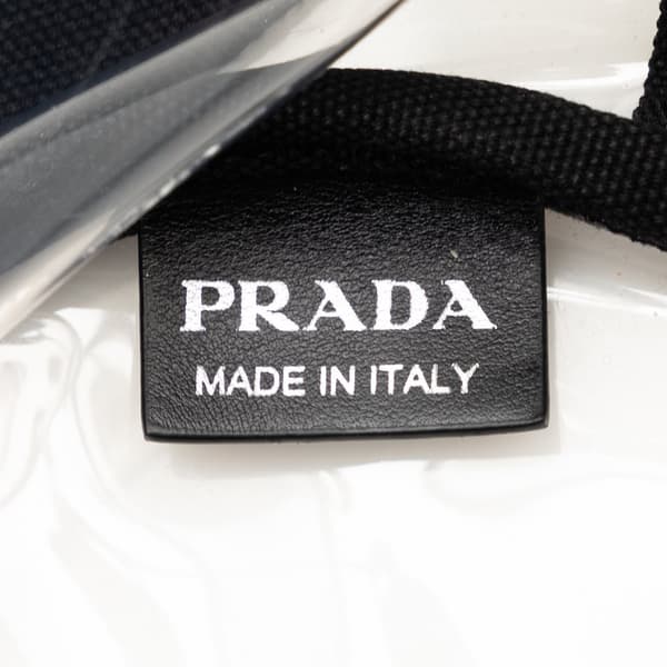 Pre-owned Prada Canapa Trimmed Plex Logo Tote Black
