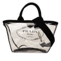 Miniatyrbild 1 av 10: Pre-owned Prada Canapa Trimmed Plex Logo Tote Black