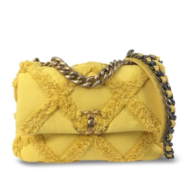 Pre-owned Chanel Medium Canvas 19 Flap Yellow
