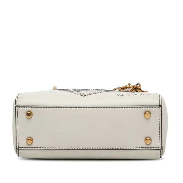 Pre-owned Dior Niki de Saint Phalle Mini Calfskin Lady Dior White