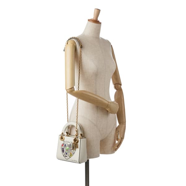 Pre-owned Dior Niki de Saint Phalle Mini Calfskin Lady Dior White
