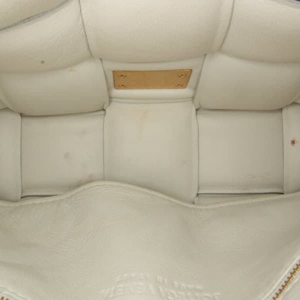 Pre-owned Bottega Veneta Nappa Intrecciato Padded Chain Cassette Satchel White