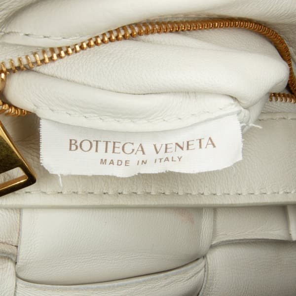 Pre-owned Bottega Veneta Nappa Intrecciato Padded Chain Cassette Satchel White