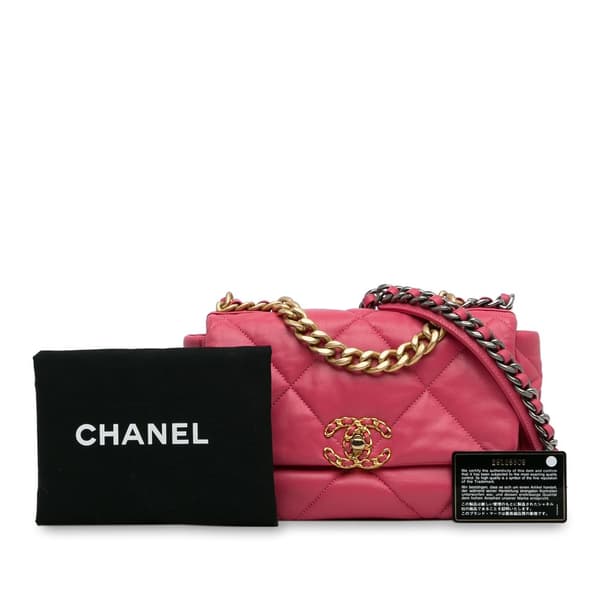 Pre-owned Chanel Medium Lambskin 19 Flap Pink
