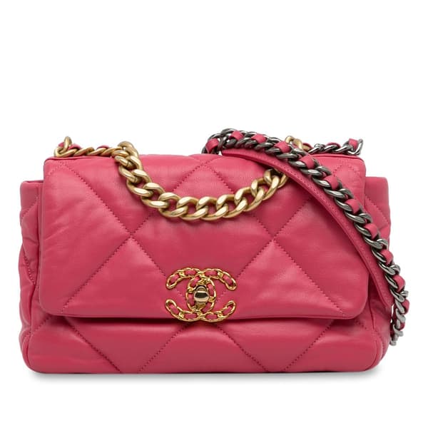 Pre-owned Chanel Medium Lambskin 19 Flap Pink