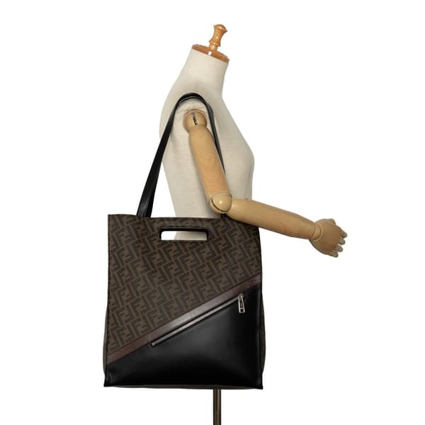 Pre-owned Fendi 1974 Zucca Shopping Tote Brown