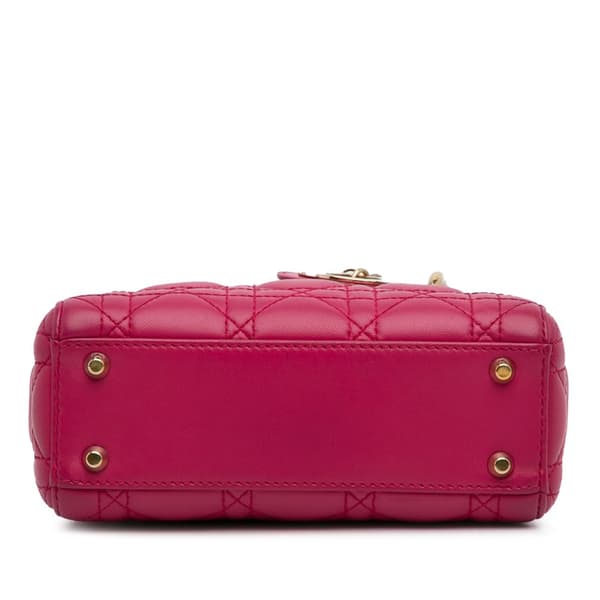 Pre-owned Dior Mini Lambskin Cannage Lady Dior Pink