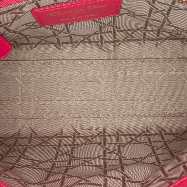 Pre-owned Dior Mini Lambskin Cannage Lady Dior Pink