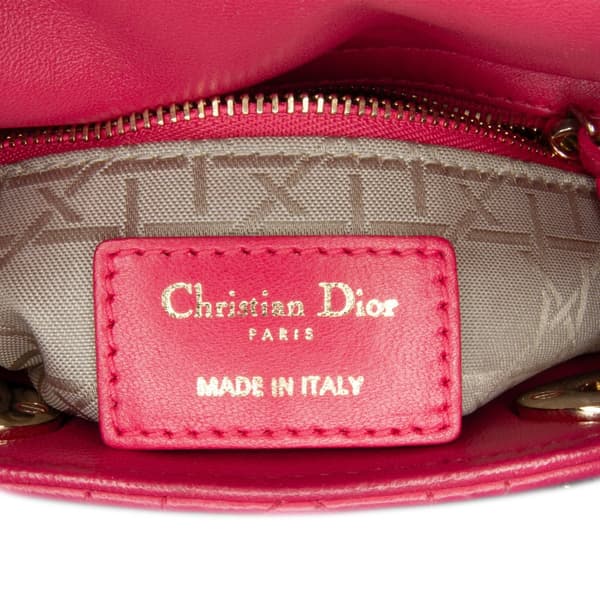 Pre-owned Dior Mini Lambskin Cannage Lady Dior Pink