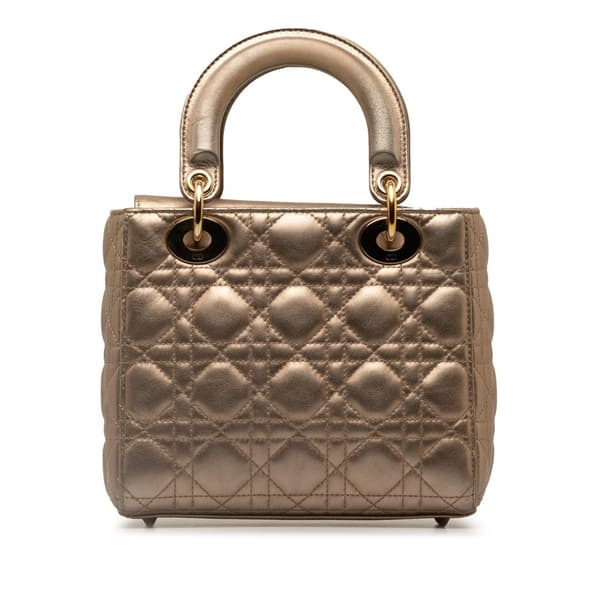 Pre-owned Dior Small Lambskin Cannage My ABCDior Lady Dior Brown