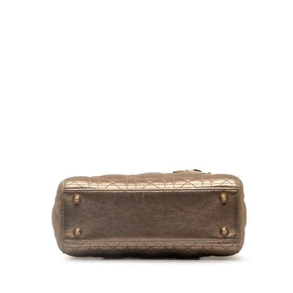 Pre-owned Dior Small Lambskin Cannage My ABCDior Lady Dior Brown