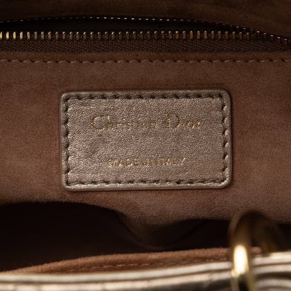 Pre-owned Dior Small Lambskin Cannage My ABCDior Lady Dior Brown