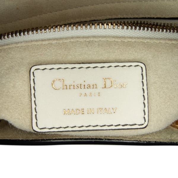 Pre-owned Dior Niki de Saint Phalle Medium Calfskin Vive l'amour Lady Dior White
