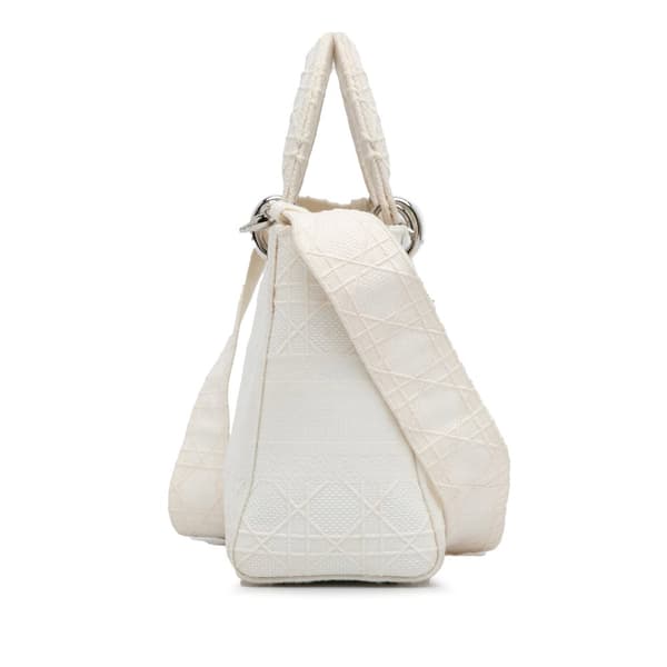 Pre-owned Dior Medium Cannage Lady D-Lite White