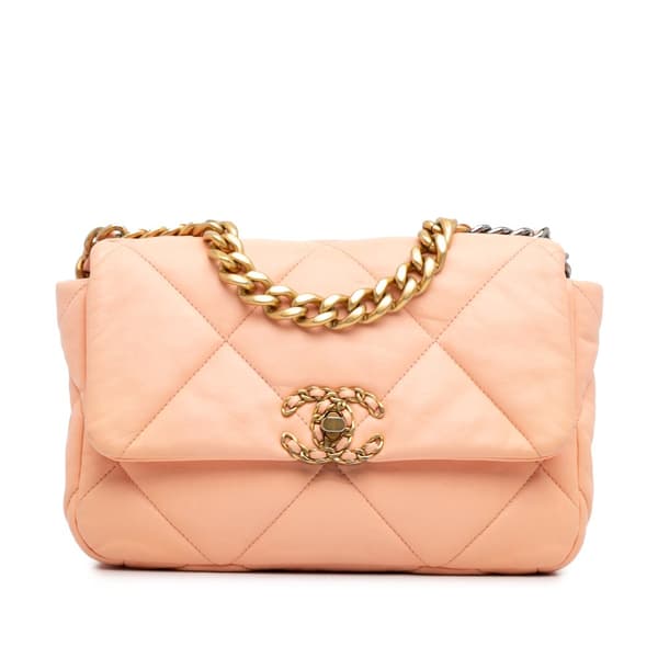 Pre-owned Chanel Medium Lambskin 19 Flap Pink