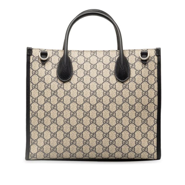 Pre-owned Gucci Small GG Supreme Interlocking G Tote Brown