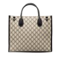 Miniatyrbild 3 av 10: Pre-owned Gucci Small GG Supreme Interlocking G Tote Brown