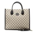 Miniatyrbild 10 av 10: Pre-owned Gucci Small GG Supreme Interlocking G Tote Brown
