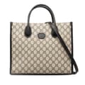 Miniatyrbild 1 av 10: Pre-owned Gucci Small GG Supreme Interlocking G Tote Brown