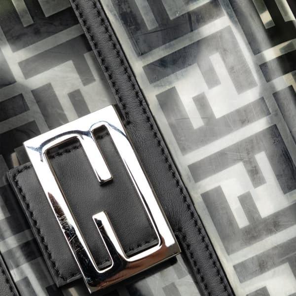 Pre-owned Fendi Medium Zucca PVC Baguette Satchel Black