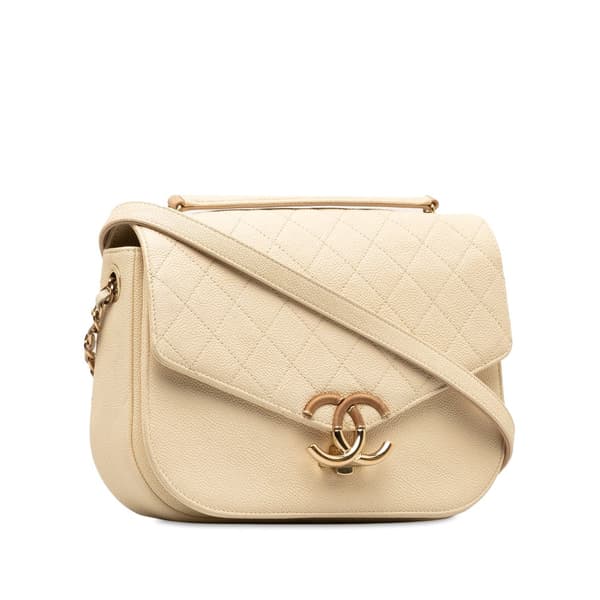 Pre-owned Chanel Medium Caviar Paris Cuba Thread Around Flap Brown