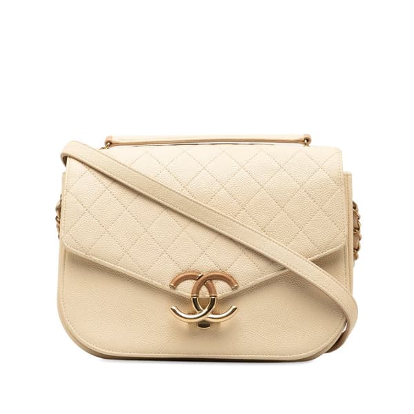 Pre-owned Chanel Medium Caviar Paris Cuba Thread Around Flap Brown