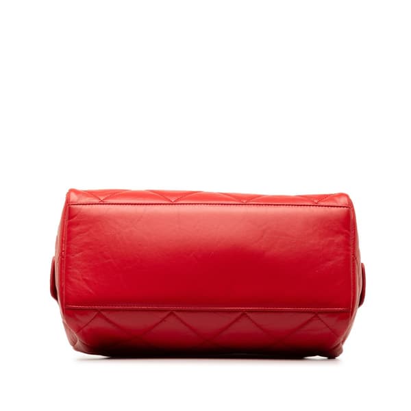 Pre-owned Chanel Small Aged Calfskin Express Bowling Satchel Red