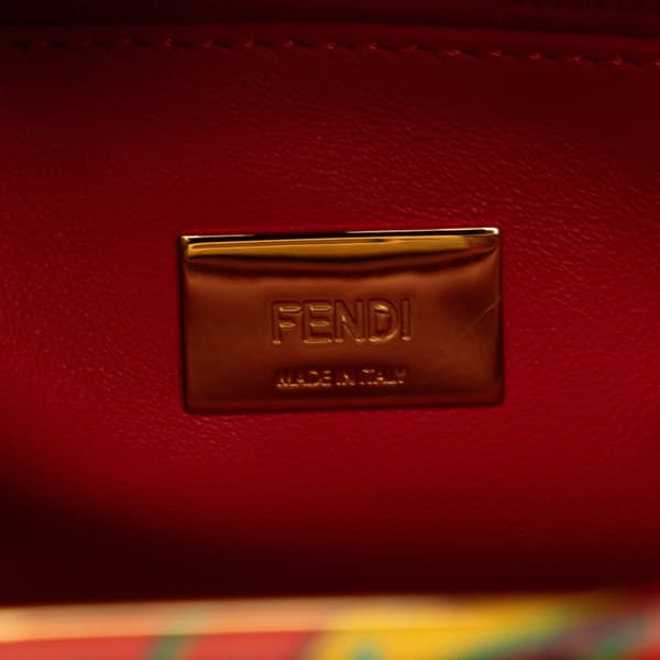 Pre-owned Fendi Mini Marbled Peekaboo Satchel Red
