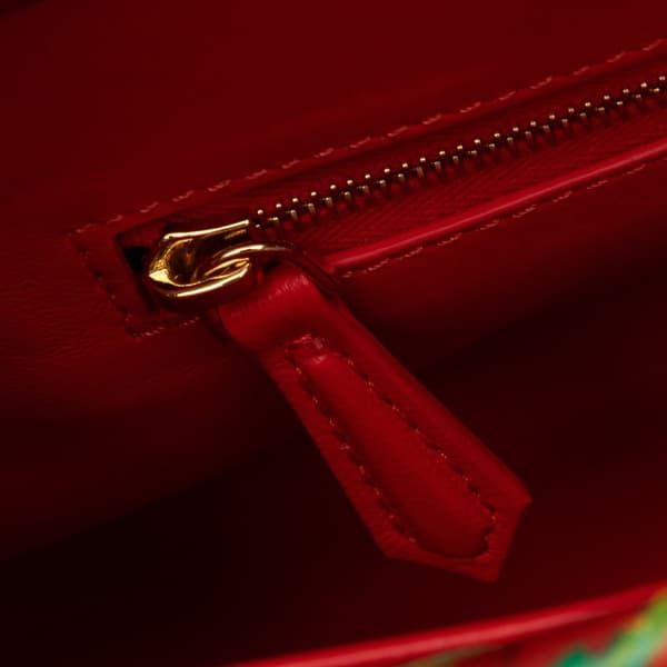 Pre-owned Fendi Mini Marbled Peekaboo Satchel Red