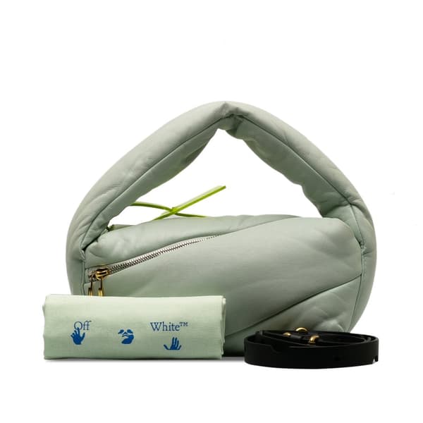 Pre-owned Off-White Leather Pump Pouch Green