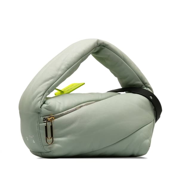 Pre-owned Off-White Leather Pump Pouch Green