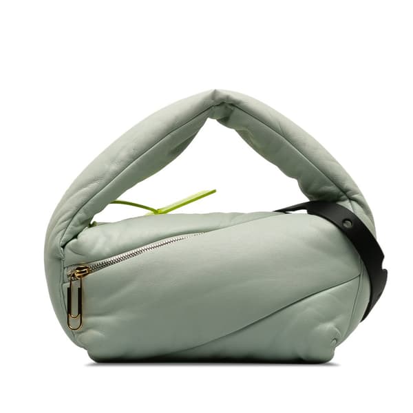 Pre-owned Off-White Leather Pump Pouch Green
