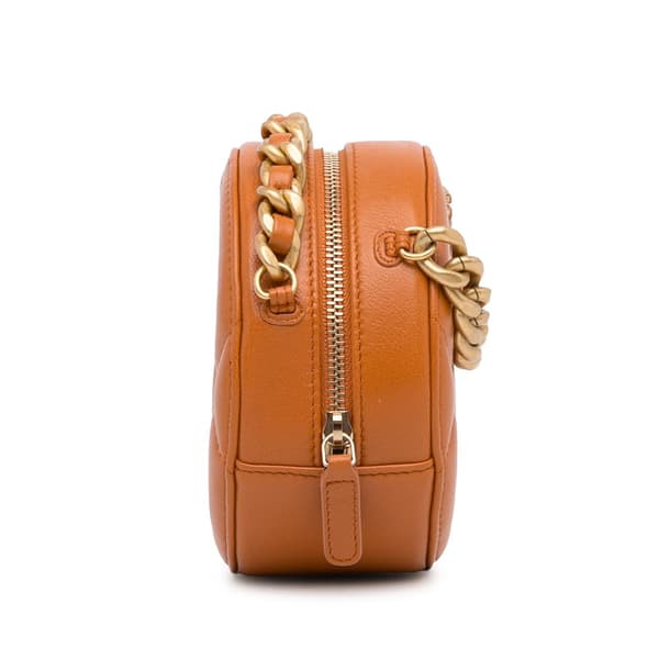 Pre-owned Chanel Lambskin 19 Round Clutch with Chain Brown