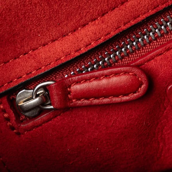 Pre-owned Dior Mini Embossed Calfskin Cannage Studded Lady Dior Red