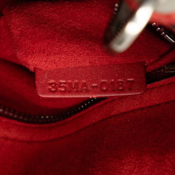 Pre-owned Dior Mini Embossed Calfskin Cannage Studded Lady Dior Red