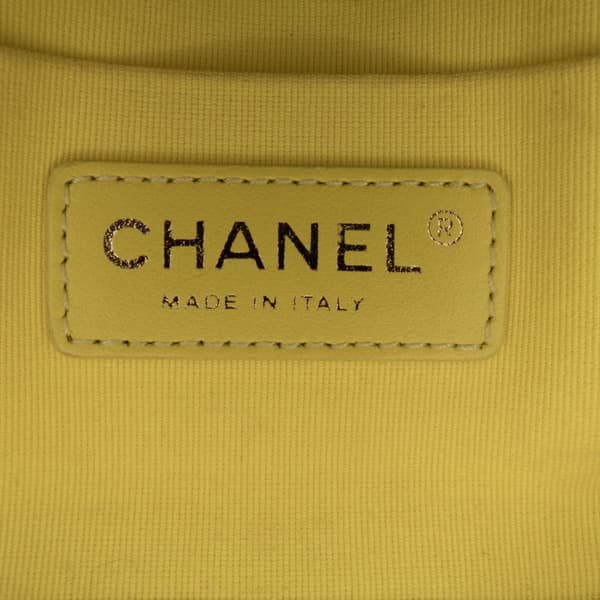 Pre-owned Chanel CC Quilted Lambskin Vanity Case Yellow