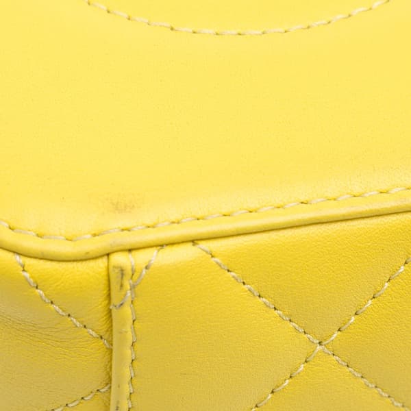 Pre-owned Chanel CC Quilted Lambskin Vanity Case Yellow