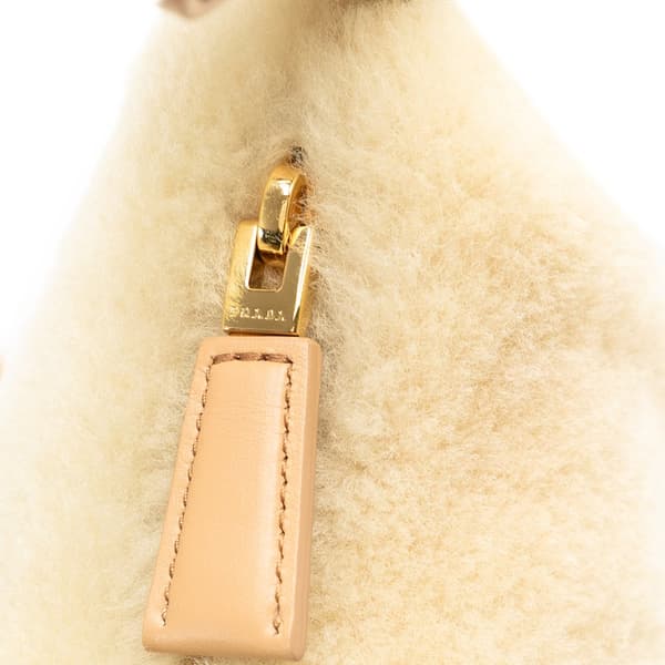 Pre-owned Prada Shearling and Leather Arqué Satchel Brown
