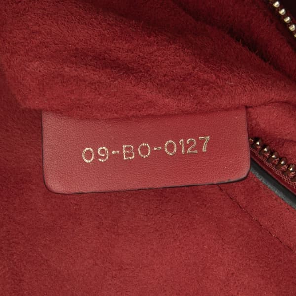 Pre-owned Dior Medium Lambskin Cannage Studded Supple Lady Dior Red